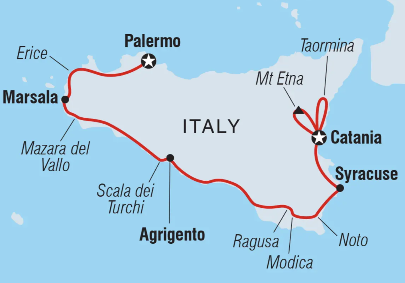 Intrepid Travel Sicily Map